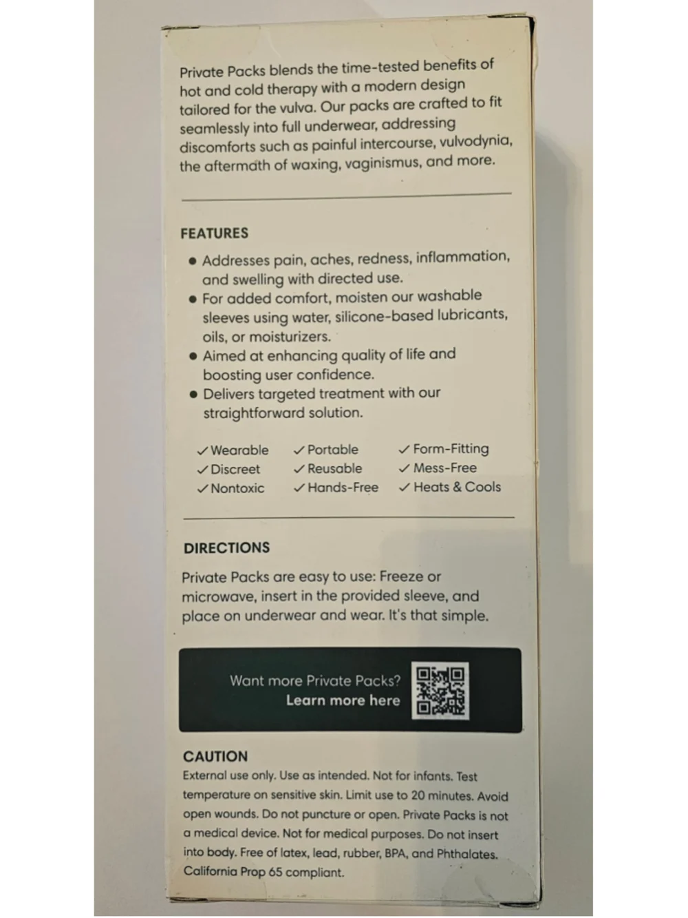 Women Private Packs Reusable Vulva Hot Cold Therapy Pack One Size Black